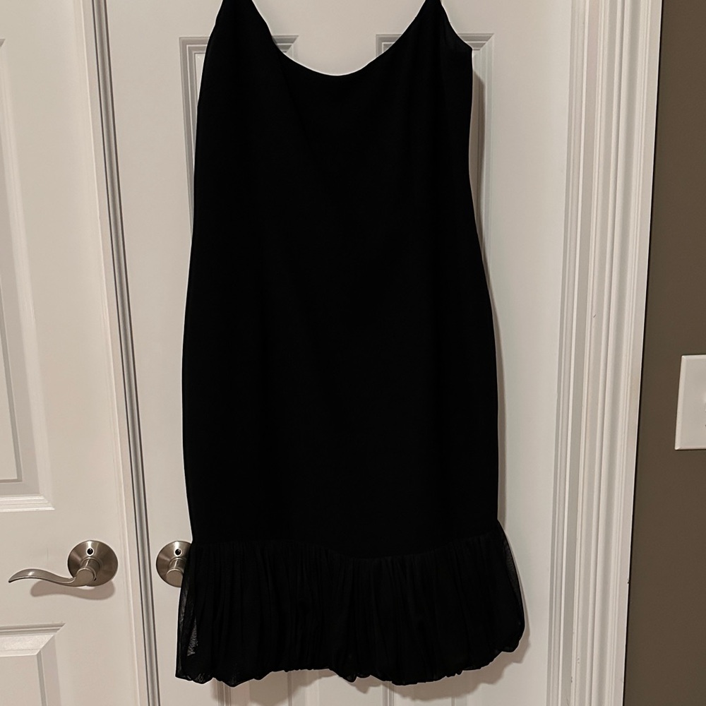 Maggy London Black Mini Dress with Pleated Hem
